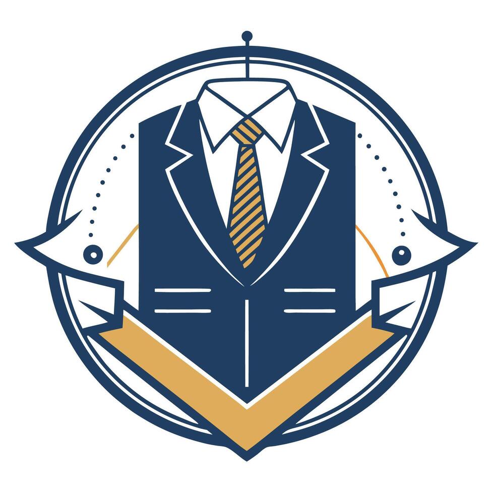 Precise minimalist logo design for custom tailoring services highlighting elegant suit and craftsmanship in modern style vector