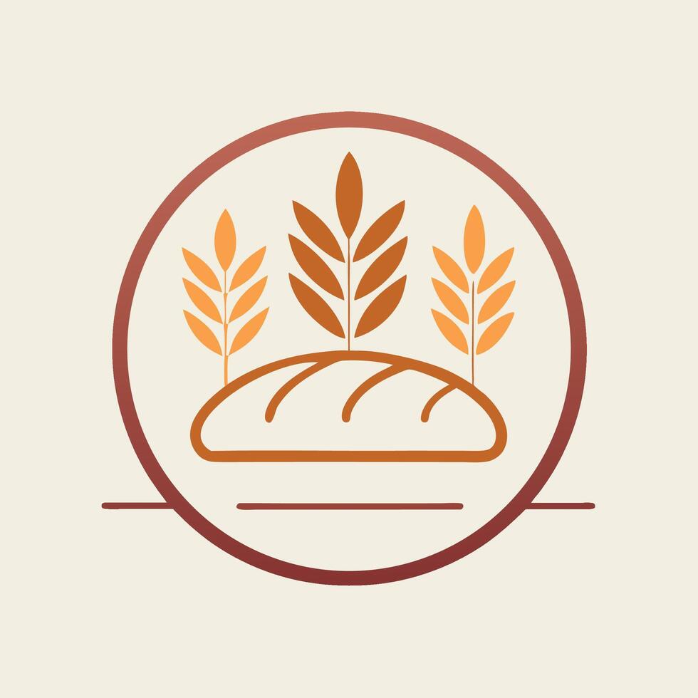 Artisanal bakery logo featuring minimalist design with a simple wheat and bread motif, capturing the essence of traditional baking and quality ingredients in a modern style vector