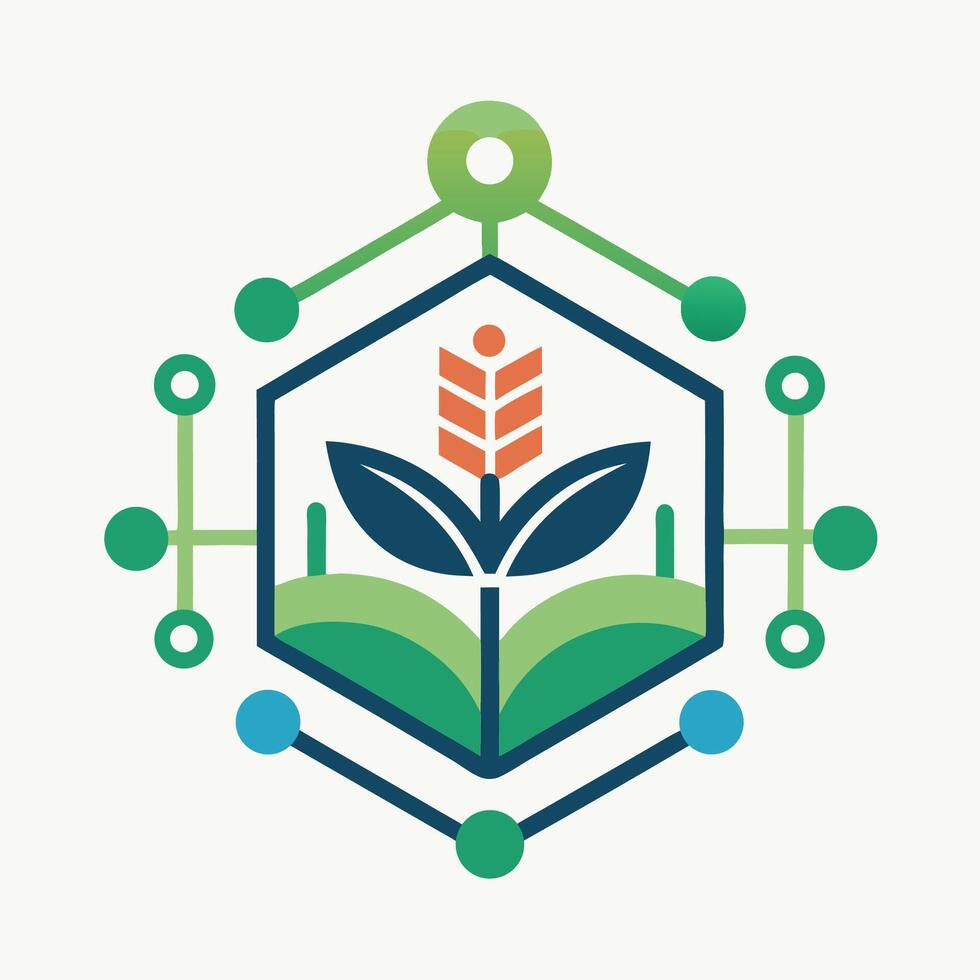 Minimalist logo design representing a molecular farming platform showcasing innovation in agriculture technology for sustainable food production vector
