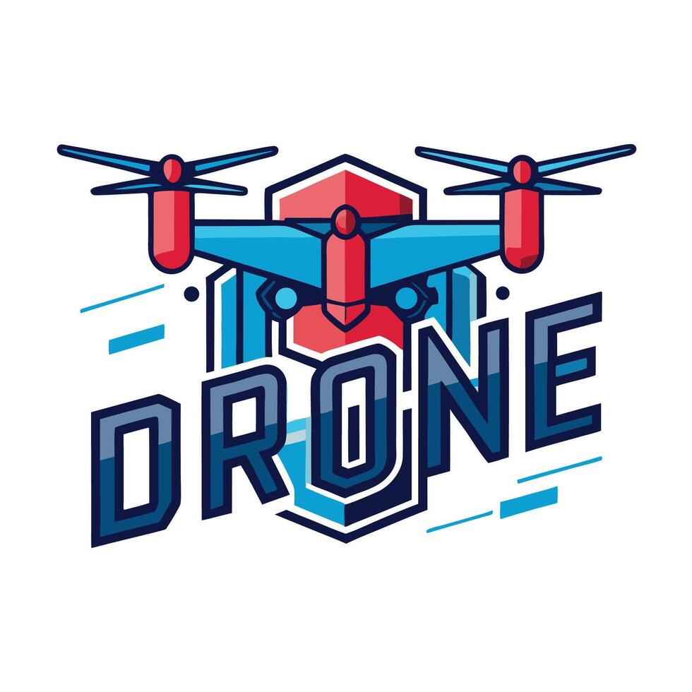 Innovative aerial logo design for drone photography showcasing a modern drone against a vibrant sky background vector