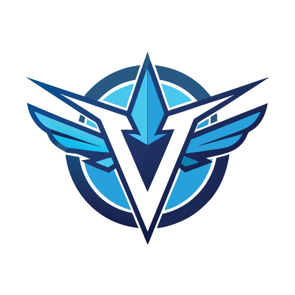 Modern logo design showcasing electric aviation with a dynamic blue color palette and aerodynamic elements representing innovation in flight technology vector