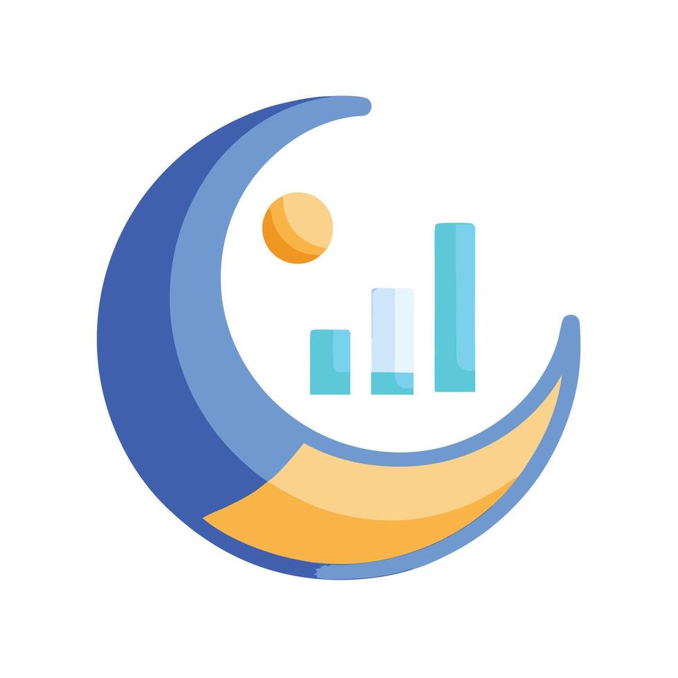 Simple logo design for a sleep optimization app featuring a crescent moon, bars representing data, and a sun element, created to enhance user experience and engagement vector