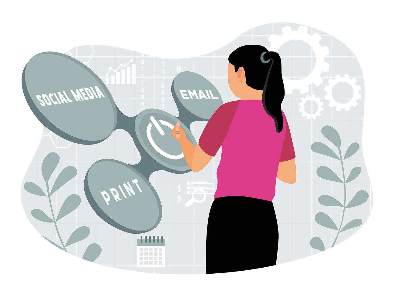 Digital Marketing content planning advertising strategy concept. vector