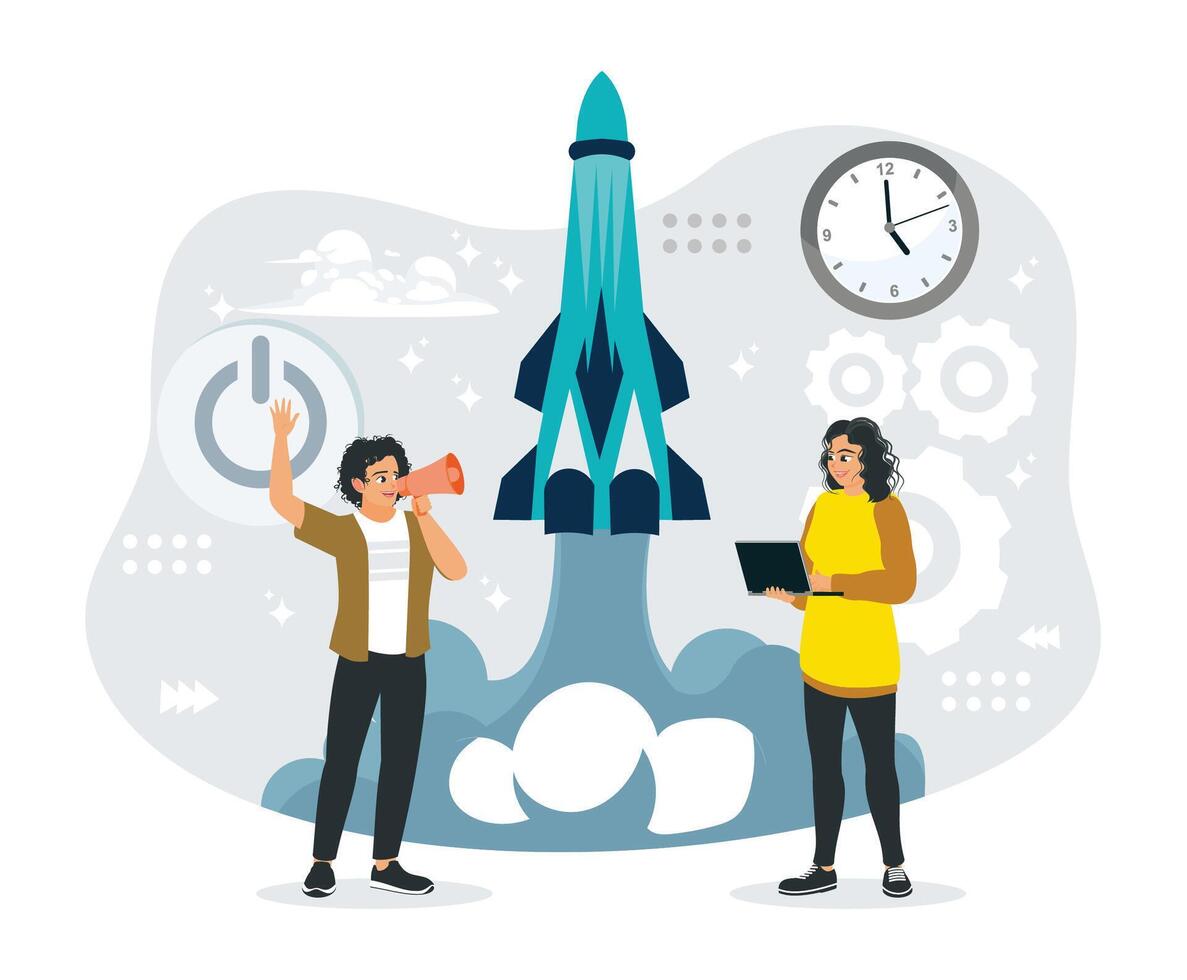 Business people start planning and strategizing business projects. vector