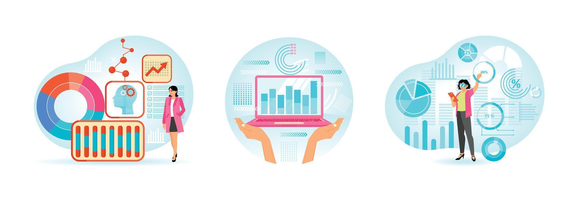 Data analysis concepts. Through modern graphics and statistical elements vector