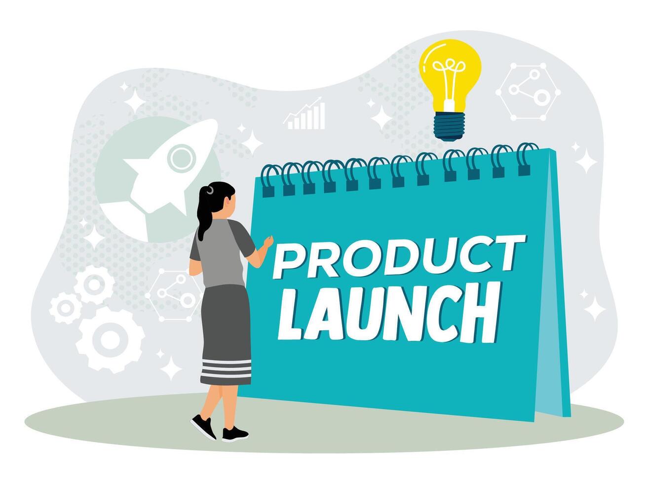 Product launch concept with business and innovation elements. vector