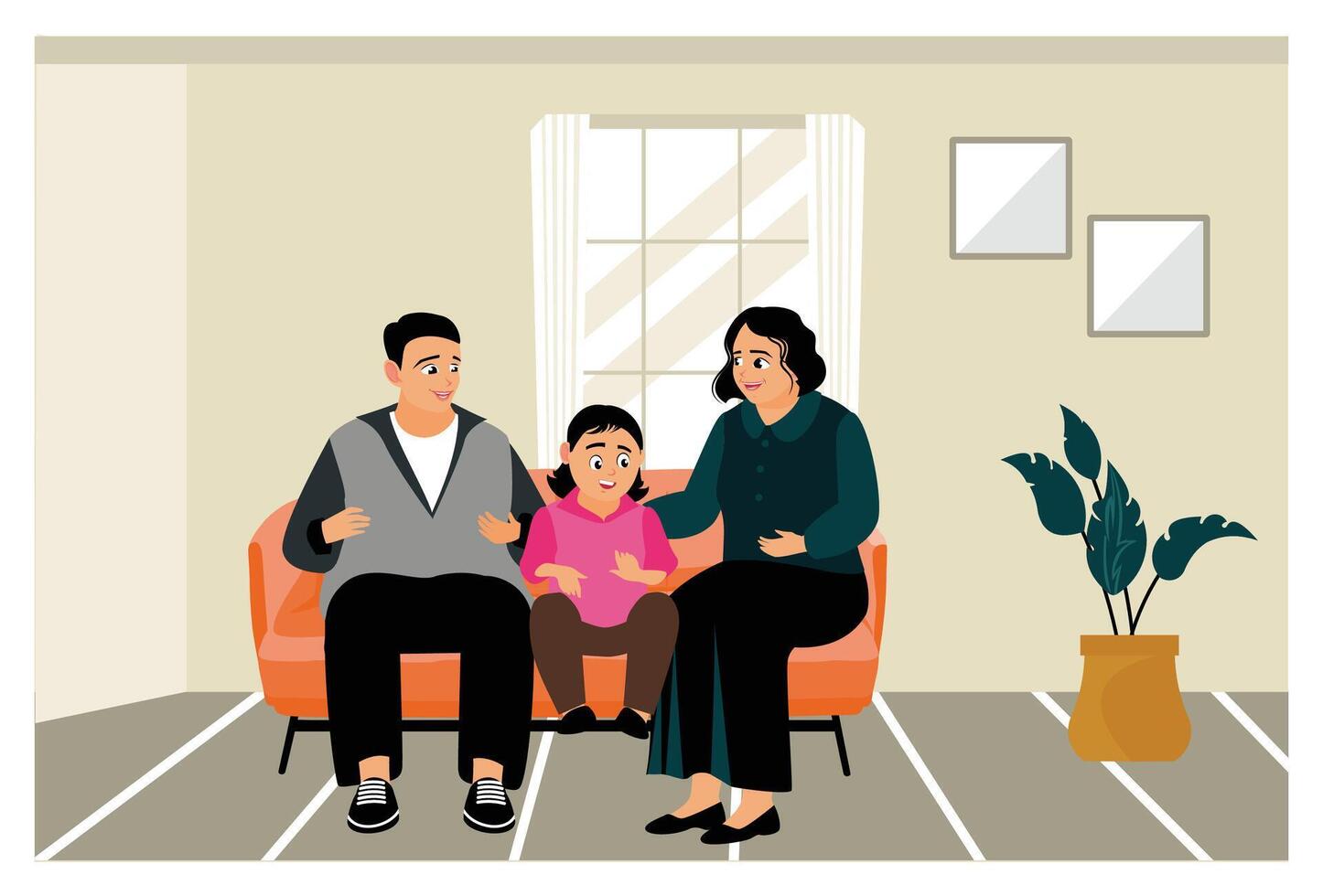Happy family spending time together at home. vector