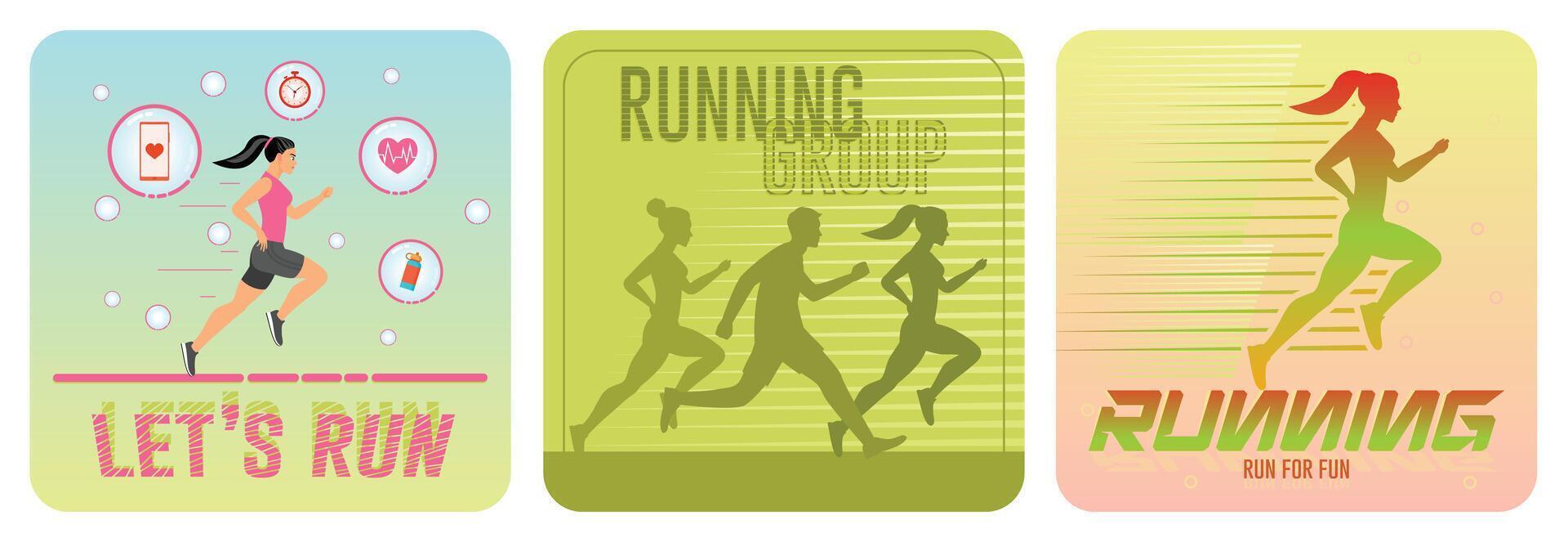 Motivational running featuring fitness and healthy lifestyle concepts vector