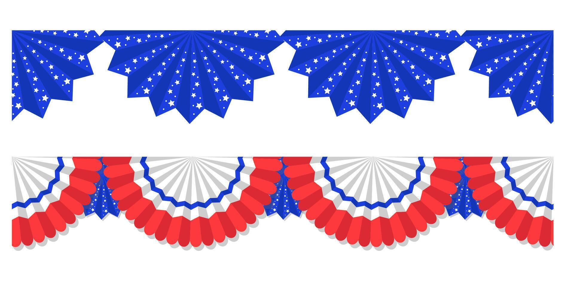 US Flag Buntings isolated on white background. Fourth of July template. July 4 USA. vector