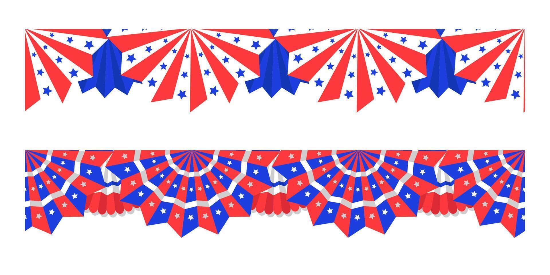 Seamless header Bunting American flags for July 4 vector
