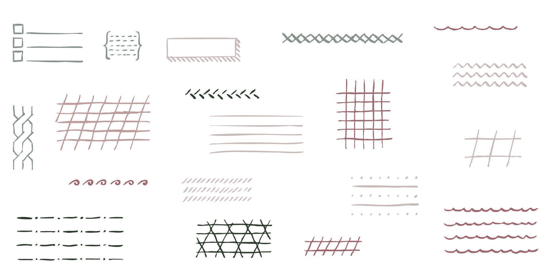 Pencil line drawn square and stripe pattern for note pages and geometric creative backgrounds vector
