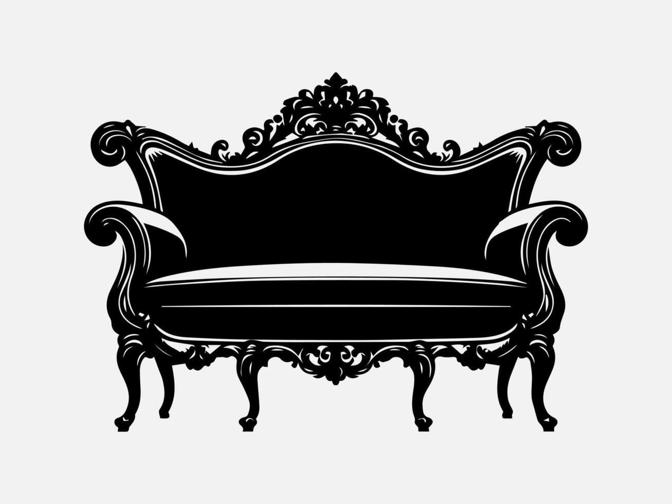 Elegant Sofa Furniture Silhouette Illustration for Luxury Interiors vector