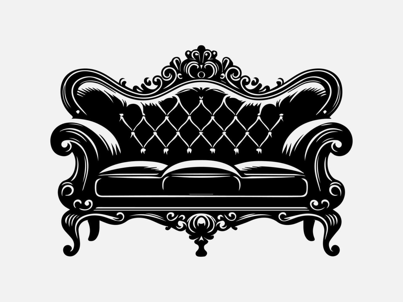 Family Room Sofa Furniture Silhouette Illustration for Warm Homes vector