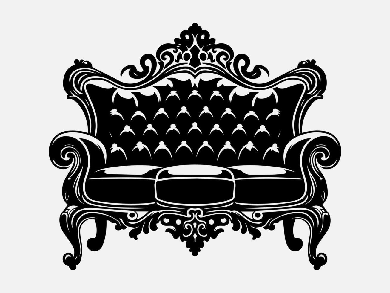 Vintage Sofa Furniture Silhouette Illustration for Retro Decor vector