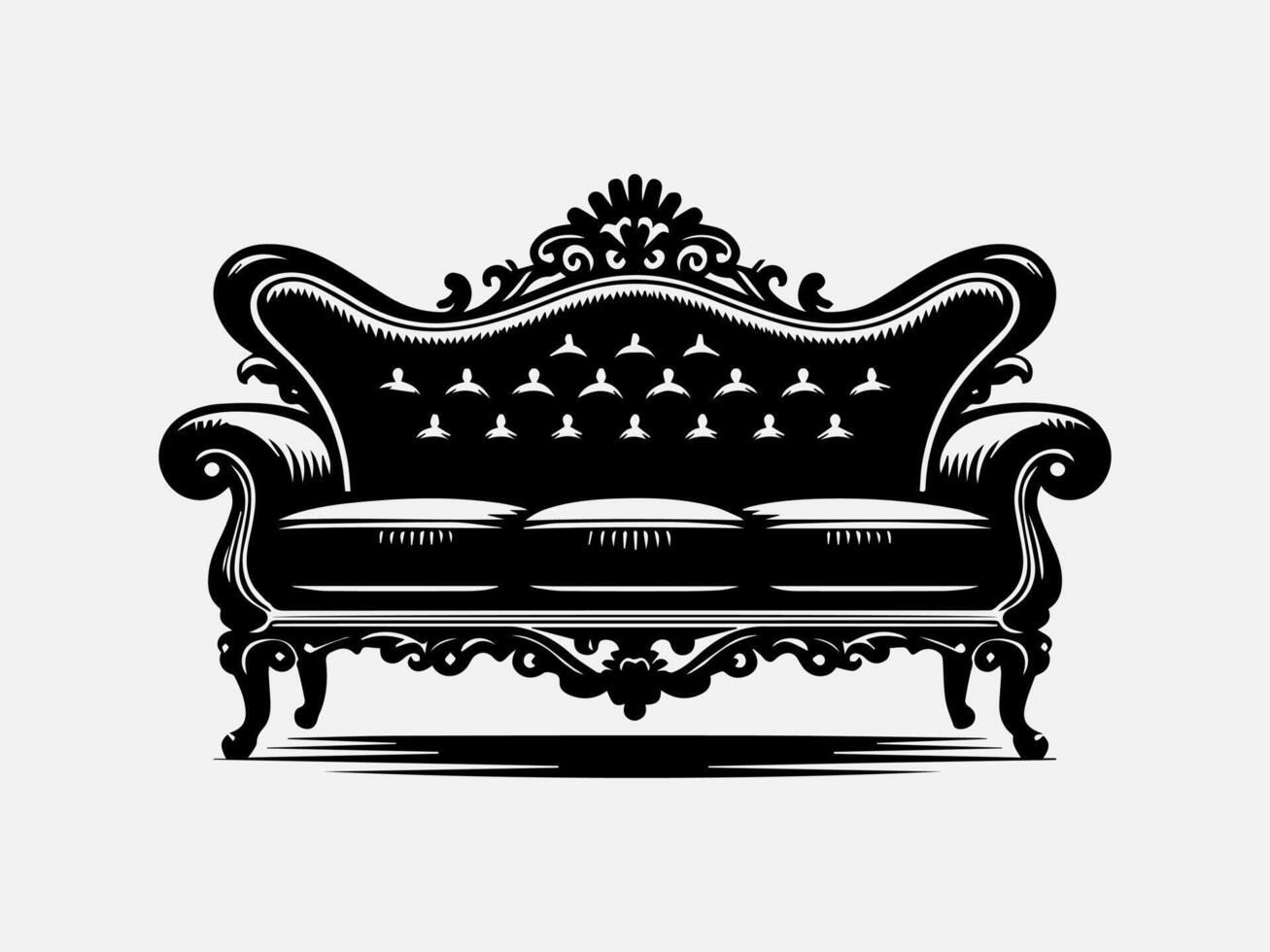 Industrial Sofa Furniture Silhouette Illustration for Raw Interiors vector