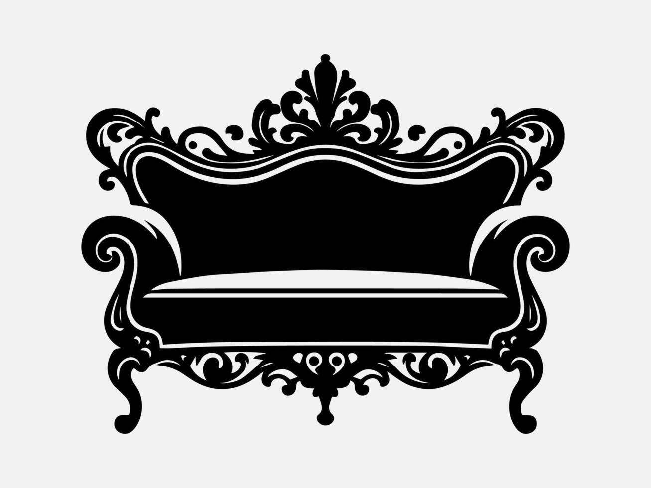 Classic Sofa Furniture Silhouette Illustration for Interior Design vector