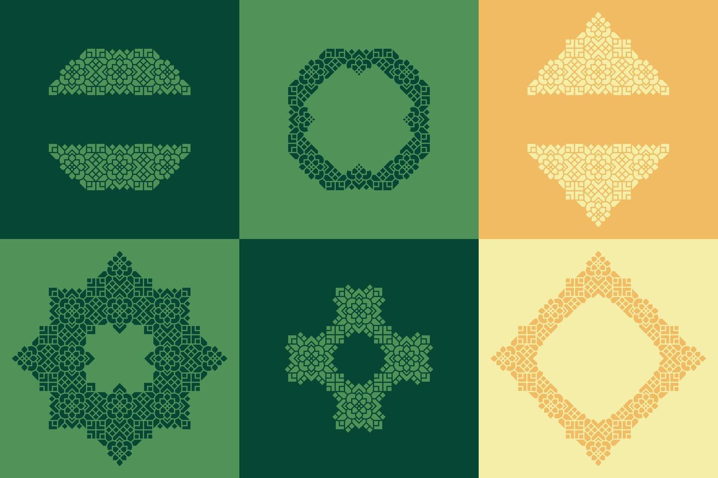 Oriental Geometric Mandala Ornament Bundling Set Flat Design vector
