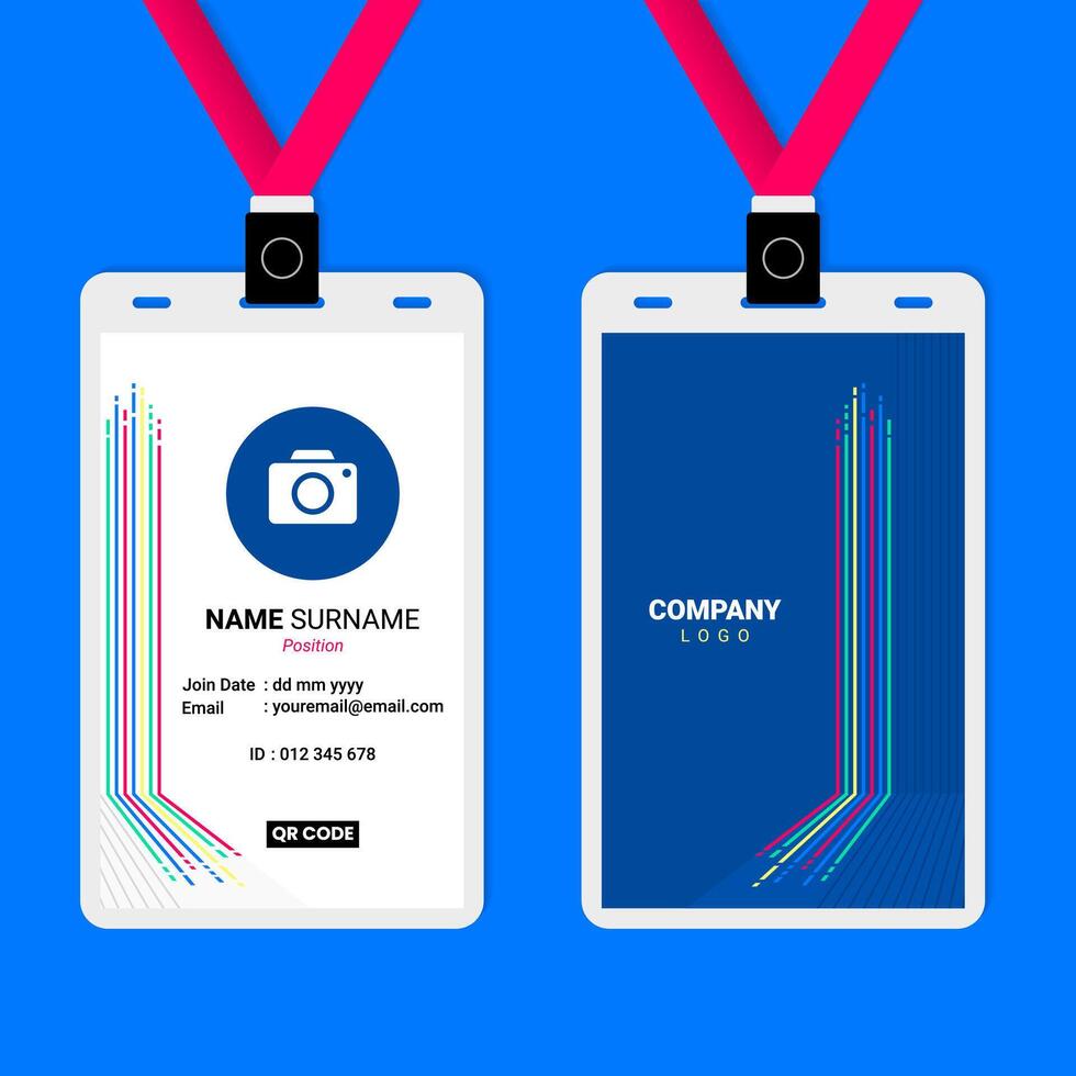 ID Card Design with Abstract Line Composition and Stroke Textured vector