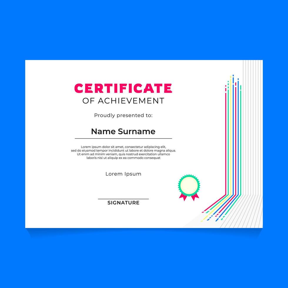 Certificate Template Design with Abstract Line Composition and Stroke Textured vector