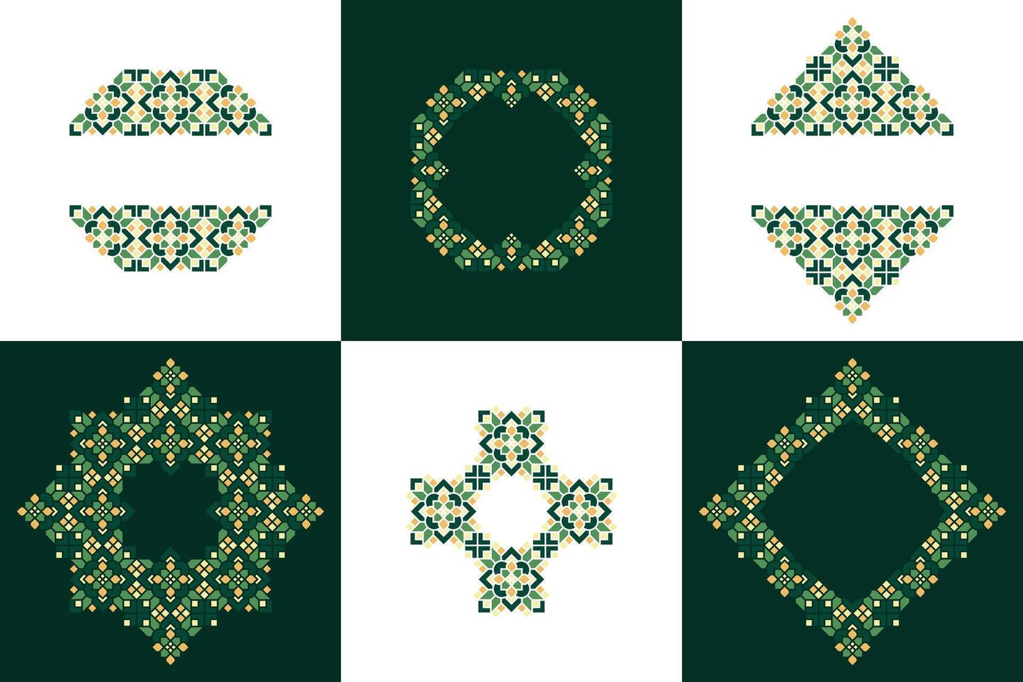 Oriental Geometric Mandala Ornament Bundling Set Design vector