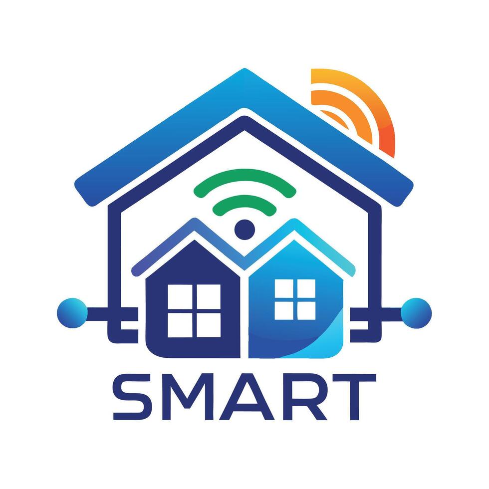 logo design for a home automation company showcasing modern technology integrated into residential living environments vector