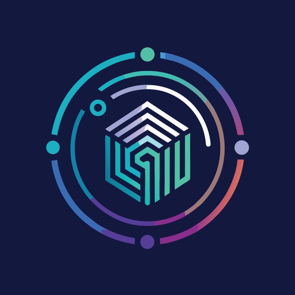 Minimalist logo design for innovative biometric payment platform featuring geometric shapes and vibrant colors vector