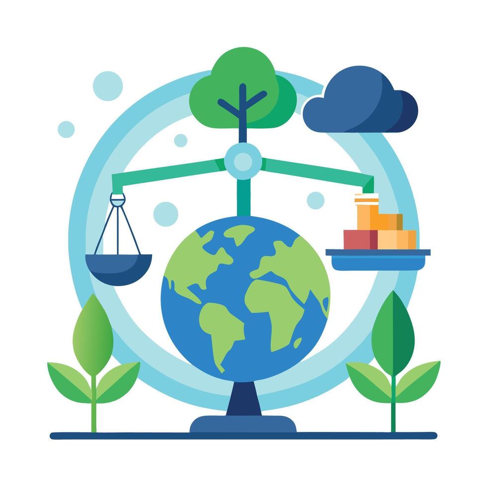 Balancing logo design for carbon offsetting service promoting environmental sustainability and ecofriendly practices through innovative solutions vector