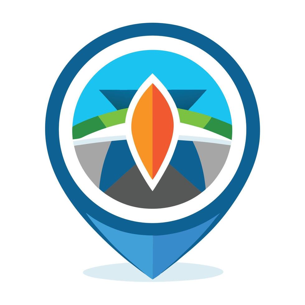 Convenient logo designed for a travel application featuring navigation elements and a vivid color scheme tailored for easy recognition and functionality vector