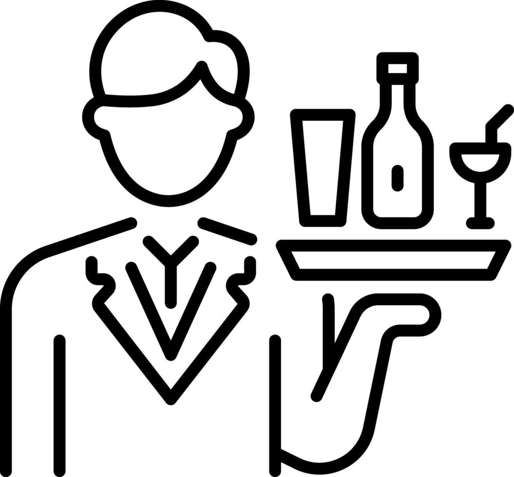 A line style icon of hotel waiter vector
