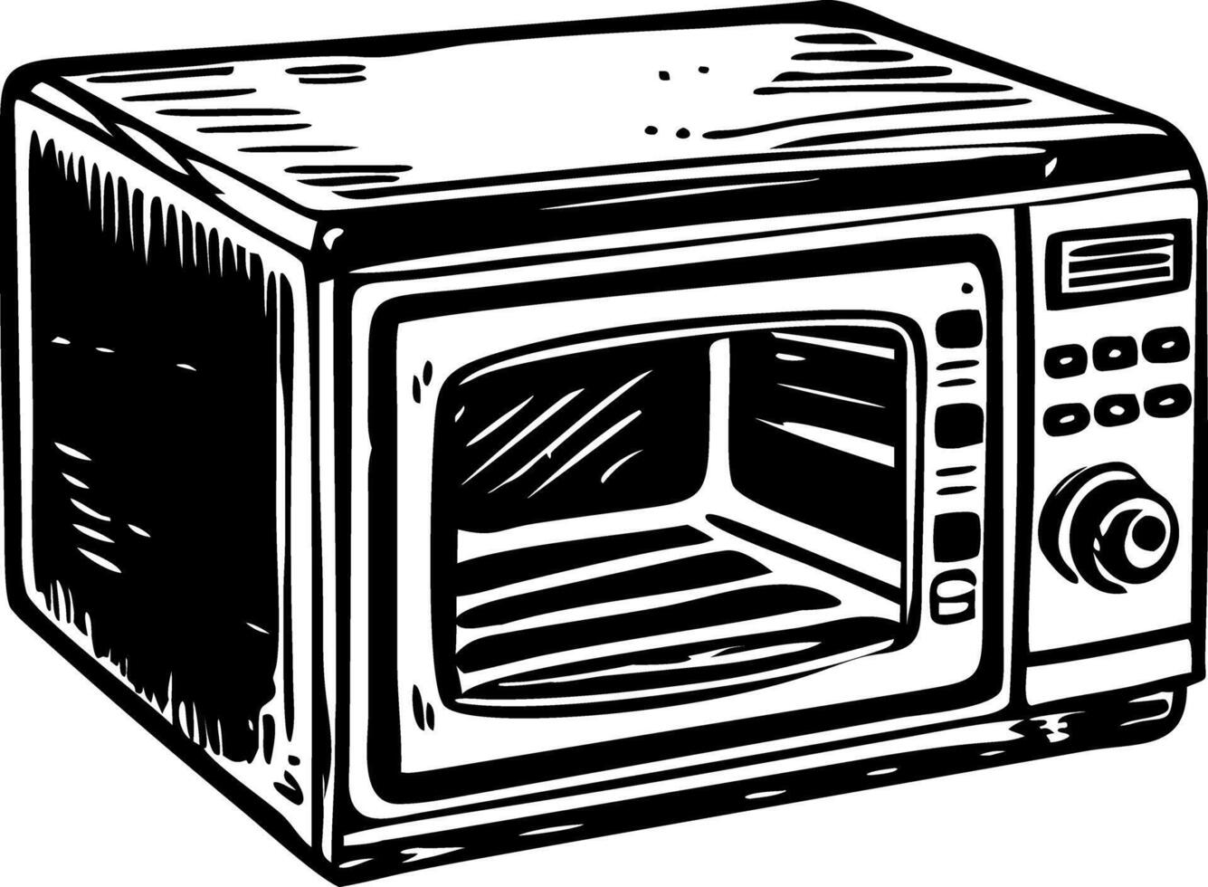 Microwave oven illustration in hand drawn style vector