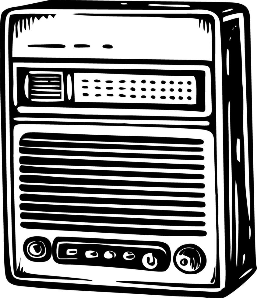 A hand drawn illustration of a transistor radio vector