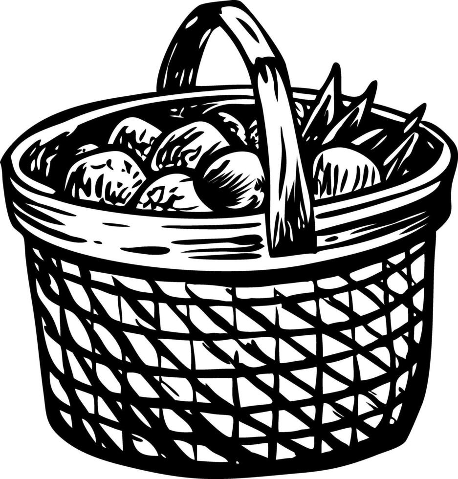 A vintage style illustration of a farming basket vector