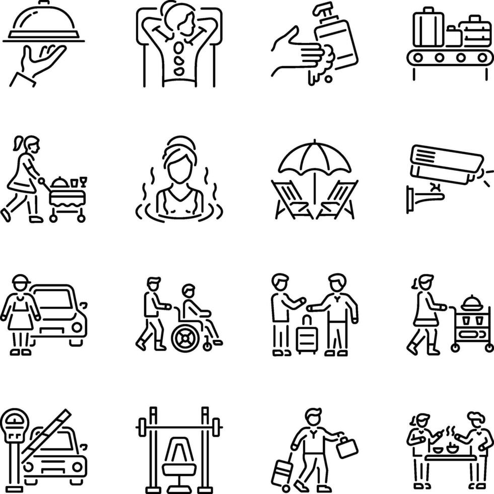 Set of Hotel And Hospitality Linear Icons vector