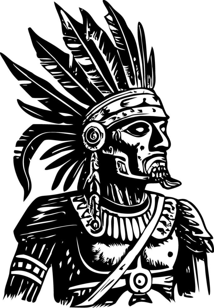 A vintage style illustration of an ancient war chief vector