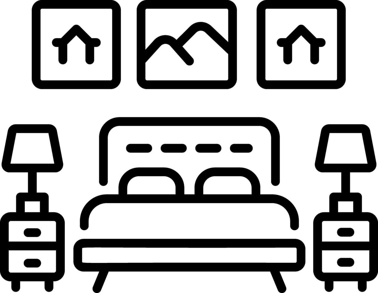 A linear style icon of hotel bedroom vector