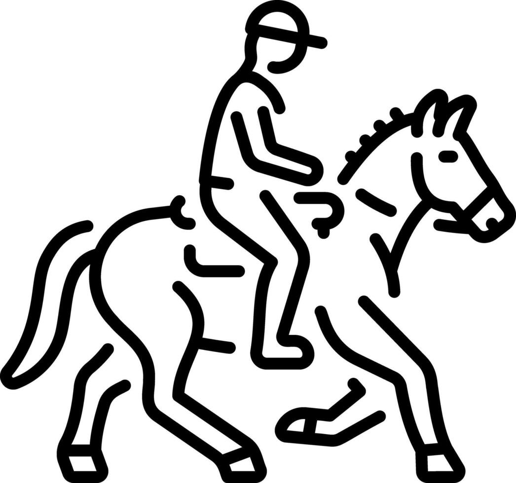 A character sitting on a horseback, line style icon vector