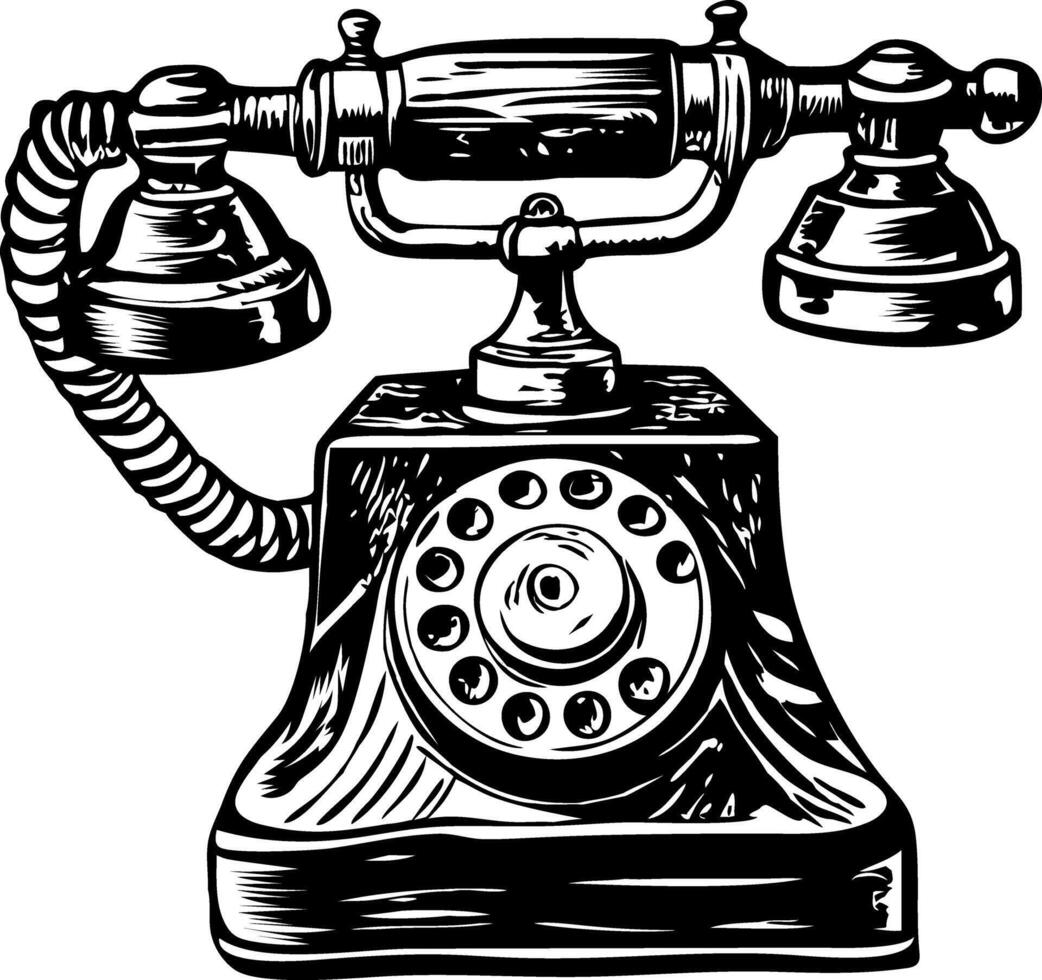 A vintage style illustration of rotary telephone vector