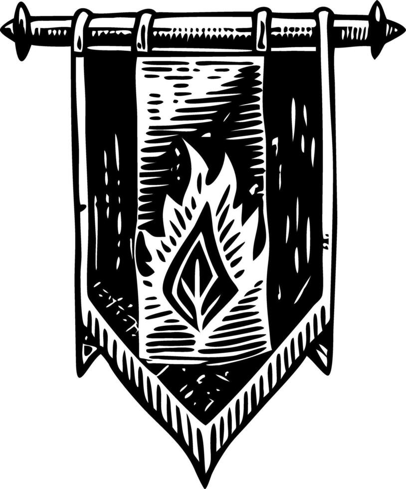 A glyph style illustration of a war banner vector