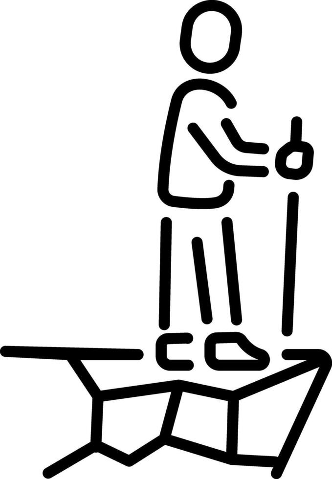 A trendy line icon depicting trekking character vector