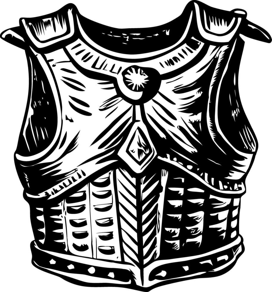 A vintage style illustration of an armour chest plate vector