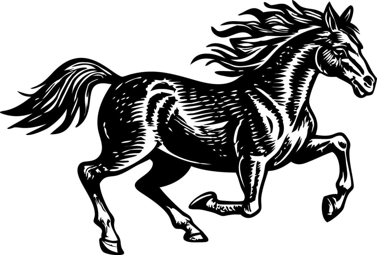Running horse illustration in vintage style vector