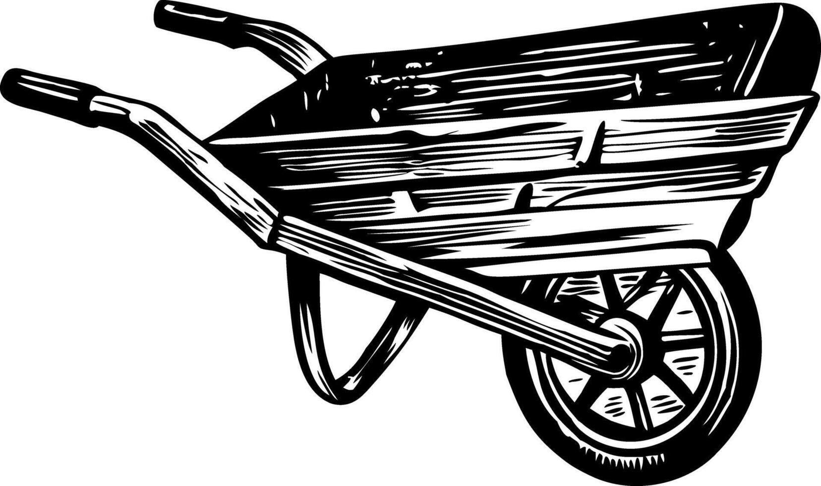 A vintage style illustration of wheelbarrow vector