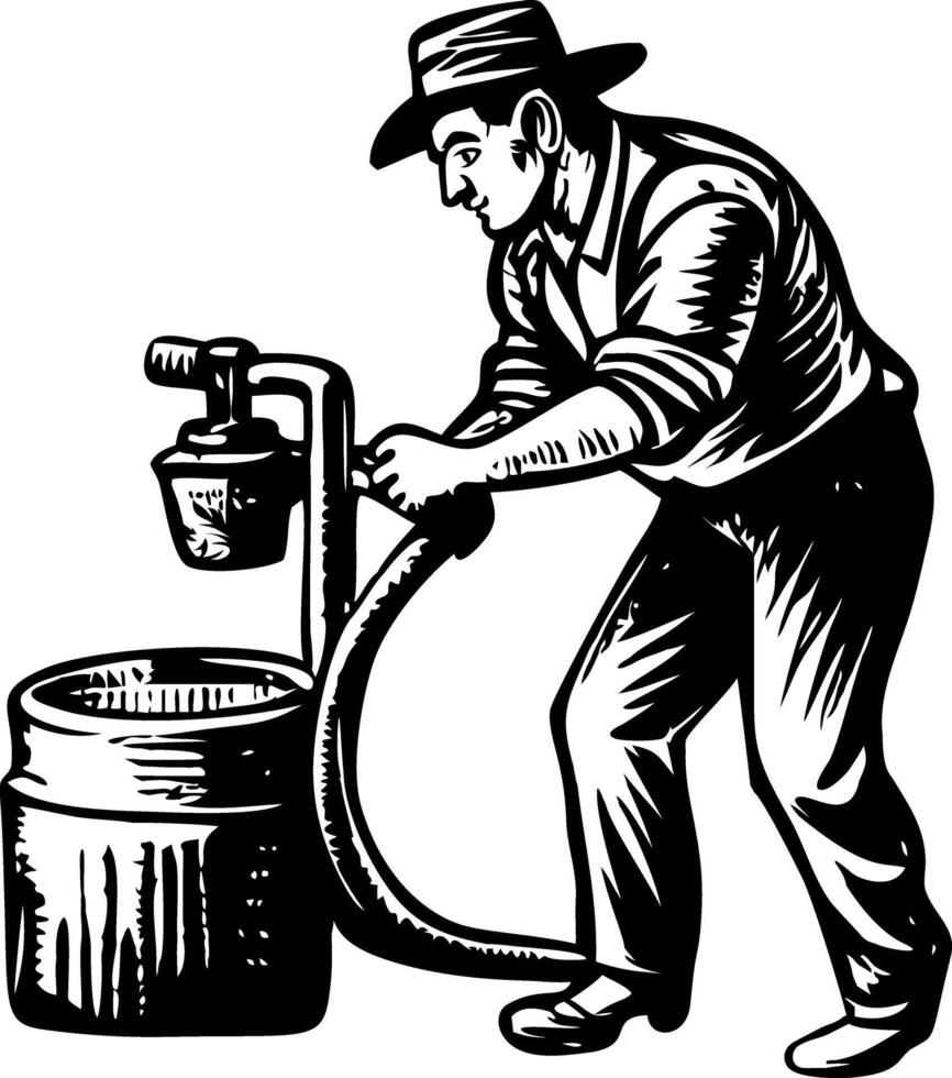 A vintage style illustration of farmer vector