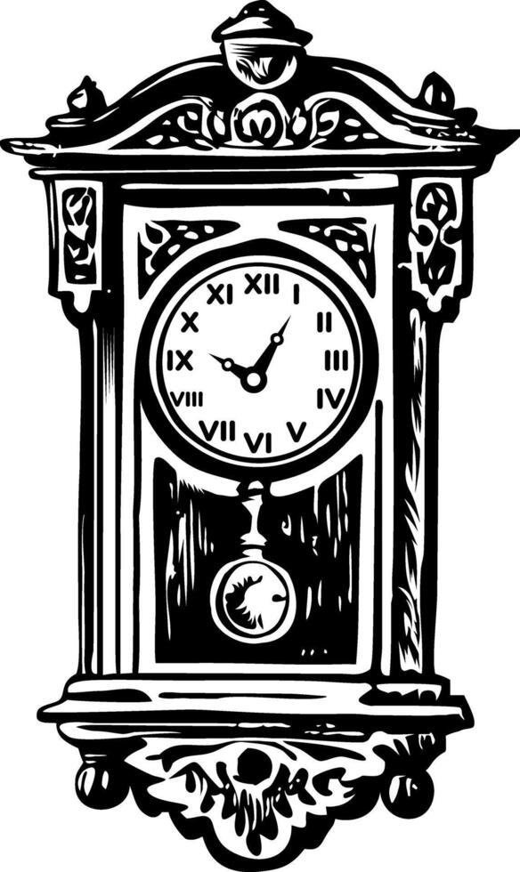 A vintage style illustration of a wall clock vector