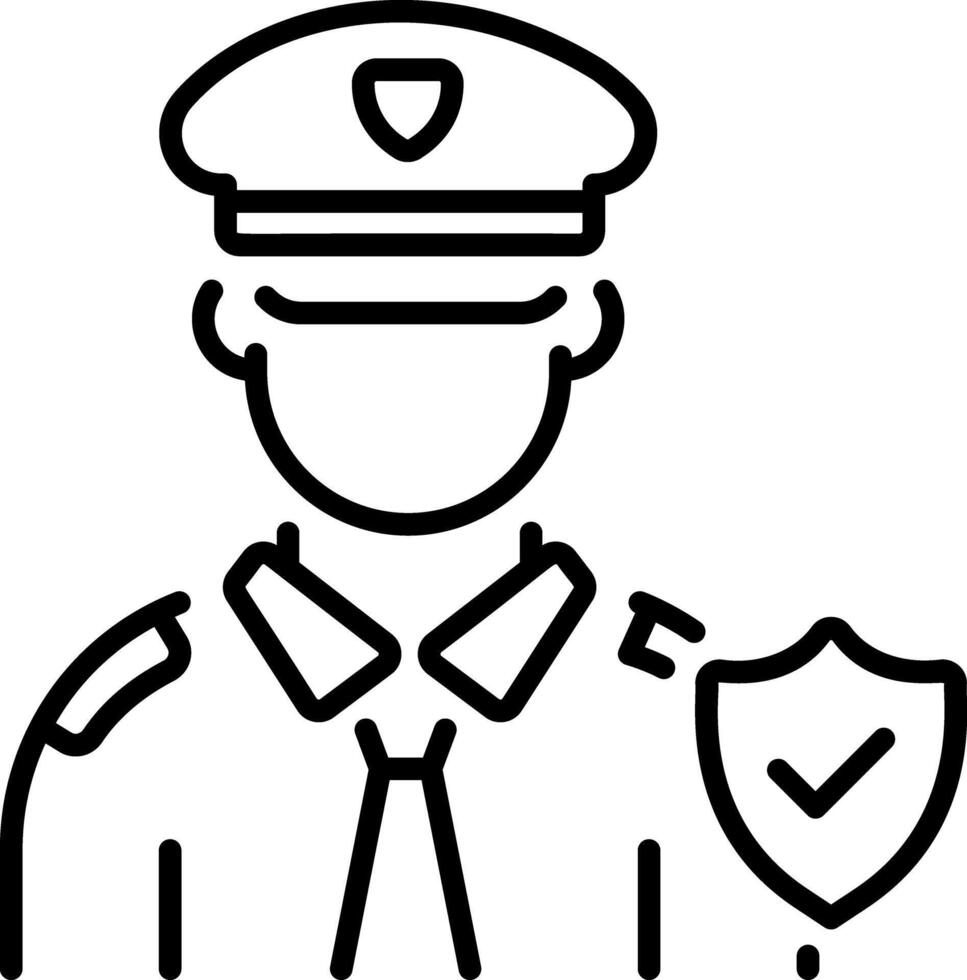 A linear style icon of a security guard vector