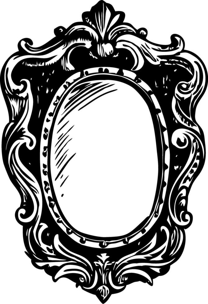 A vintage style illustration of a gilded mirror vector