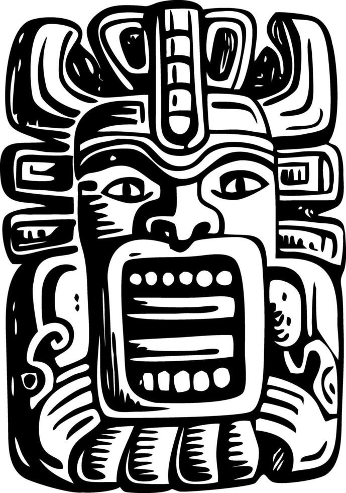 A vintage style illustration of an ancient maya stone vector