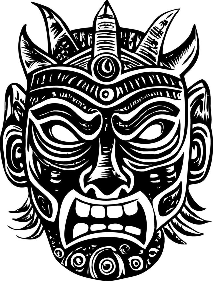 A vintage style illustration of a ritual mask vector