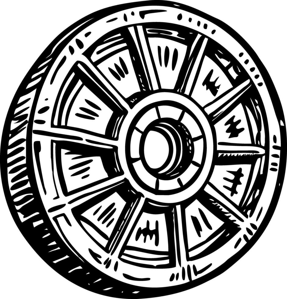 A vintage style illustration of a stone wheel vector