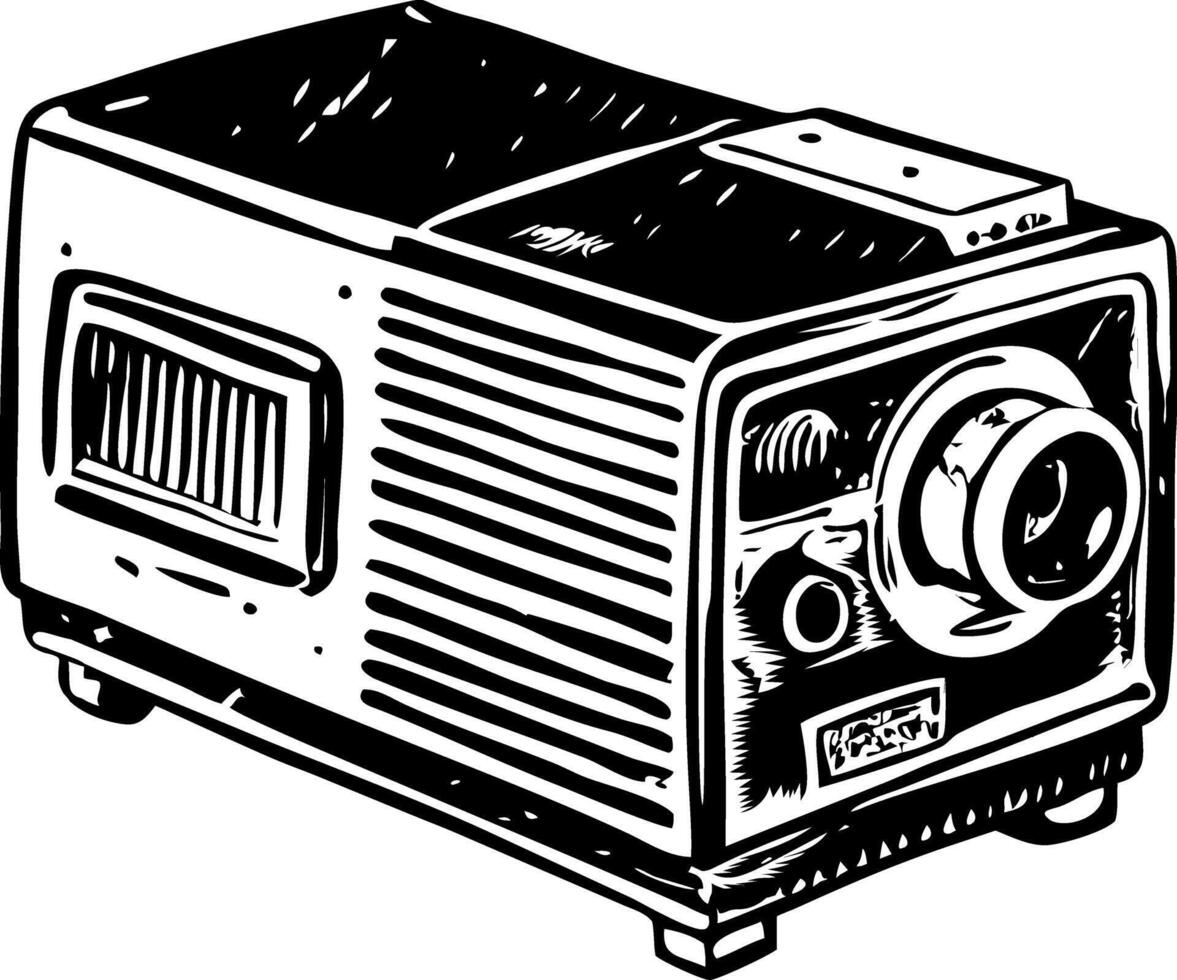 A vintage style illustration of a slide projector vector